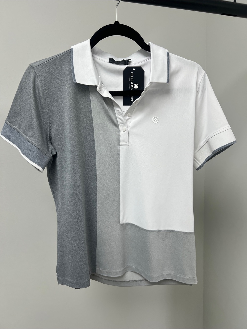 G/FORE White & Gray Panel Polo